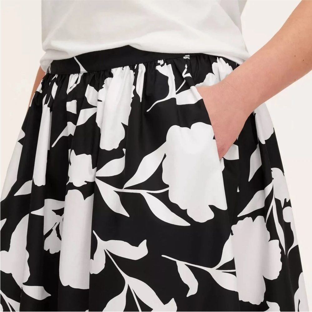 Kate Spade for Target Black and White Floral A-Line Midi Skirt XL - Picture 4 of 4
